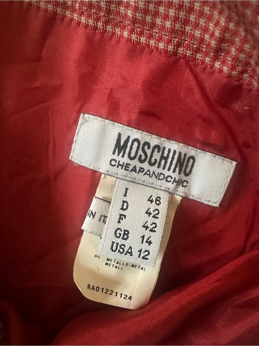 Vintage MOSCHINO Red Gingham A-Line Pleated Skirt-12